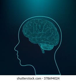 Abstract Creative concept vector background of the human brain. Polygonal design style letterhead and brochure for business. Vector Illustration eps 10 for your design.