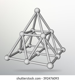 Abstract Creative concept vector background of geometric shapes - pyramid. Scope of lines and dots. Molecular lattice. The structural grid of polygons. Design style letterhead and brochure for