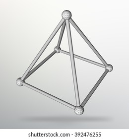 Abstract Creative concept vector background of geometric shapes - pyramid. Scope of lines and dots. Molecular lattice. The structural grid of polygons. Design style letterhead and brochure for