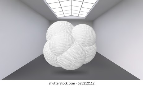Abstract Creative concept vector background of geometric shapes the lines connected to points in the large Studio room with window. Modern office. Realistic Vector Illustration eps 10 for your design.