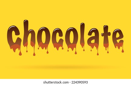Abstract Creative concept vector chocolate text for Web and Mobile Applications isolated on yellow background, art illustration template design, business infographic, social media, banner, poster.