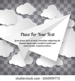 Abstract Creative concept vector clouds collection with white paper plane on a chequered background