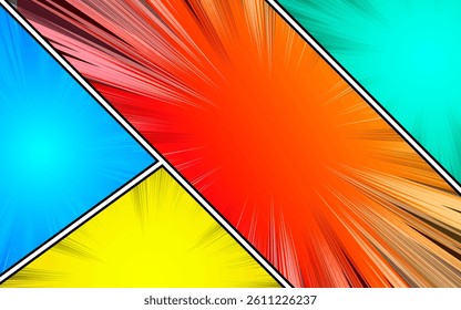 Abstract creative concept vector comic pop art style blank layout template isolated on background. Illustration template design