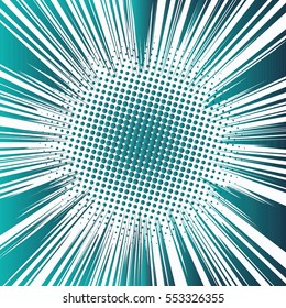 Abstract creative concept vector comic pop art style blank, layout template with clouds beams and isolated dots pattern on background. For sale banner, empty bubble, illustration halftone book design.