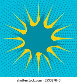 Abstract creative concept vector comic pop art style blank, layout template with clouds beams and isolated dots pattern on background. For sale banner, empty bubble, illustration halftone book design.
