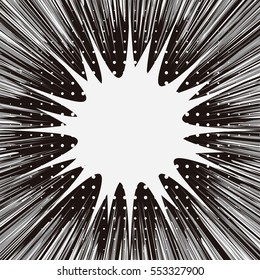 Abstract creative concept vector comic pop art style blank, layout template with clouds beams and isolated dots pattern on background. For sale banner, empty bubble, illustration halftone book design.