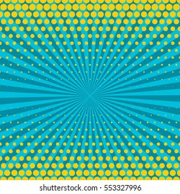 Abstract creative concept vector comic pop art style blank, layout template with clouds beams and isolated dots pattern on background. For sale banner, empty bubble, illustration halftone book design.