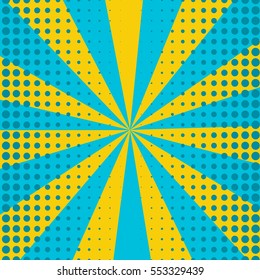 Abstract creative concept vector comic pop art style blank, layout template with clouds beams and isolated dots pattern on background. For sale banner, empty bubble, illustration halftone book design.