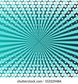 Abstract creative concept vector comic pop art style blank, layout template with clouds beams and isolated dots pattern on background. For sale banner, empty bubble, illustration halftone book design.