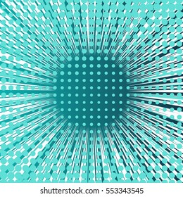 Abstract creative concept vector comic pop art style blank, layout template with clouds beams and isolated dots pattern on background. For sale banner, empty bubble, illustration halftone book design.