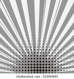 Abstract creative concept vector comic pop art style blank, layout template with clouds beams and isolated dots pattern on background. For sale banner, empty bubble, illustration halftone book design.