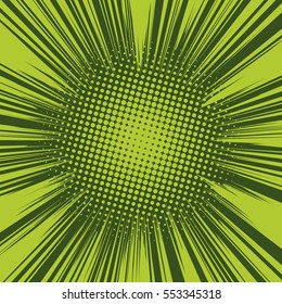Abstract creative concept vector comic pop art style blank, layout template with clouds beams and isolated dots pattern on background. For sale banner, empty bubble, illustration halftone book design.