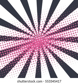 Abstract creative concept vector comic pop art style blank, layout template with clouds beams and isolated dots pattern on background. For sale banner, empty bubble, illustration halftone book design.