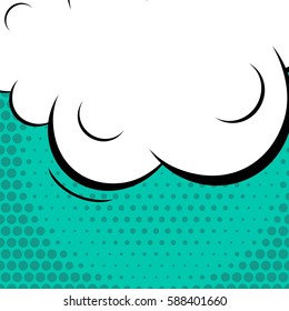 Abstract creative concept vector comic pop art style blank, layout template with clouds beams and isolated dots background. For sale banner, empty speech bubble set, illustration halftone book design