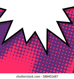 Abstract creative concept vector comic pop art style blank, layout template with clouds beams and isolated dots background. For sale banner, empty speech bubble set, illustration halftone book design