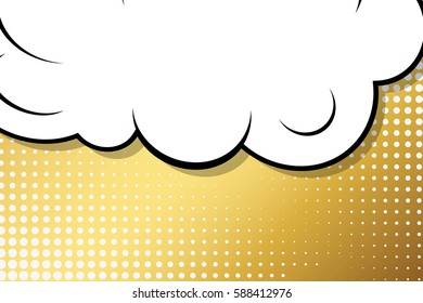 Abstract creative concept vector comic pop art style blank, layout template with clouds beams and isolated dots background. For sale banner, empty speech bubble set, illustration halftone book design