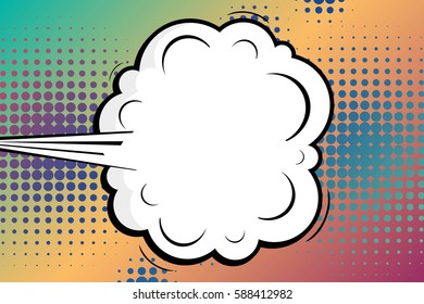 Abstract creative concept vector comic pop art style blank, layout template with clouds beams and isolated dots background. For sale banner, empty speech bubble set, illustration halftone book design