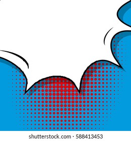 Abstract creative concept vector comic pop art style blank, layout template with clouds beams and isolated dots background. For sale banner, empty speech bubble set, illustration halftone book design