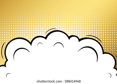 Abstract creative concept vector comic pop art style blank, layout template with clouds beams and isolated dots background. For sale banner, empty speech bubble set, illustration halftone book design