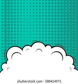 Abstract creative concept vector comic pop art style blank, layout template with clouds beams and isolated dots background. For sale banner, empty speech bubble set, illustration halftone book design