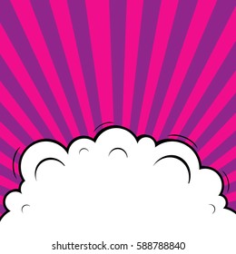 Abstract creative concept vector comic pop art style blank, layout template with clouds beams and isolated dots background. For sale banner, empty speech bubble set, illustration halftone book design