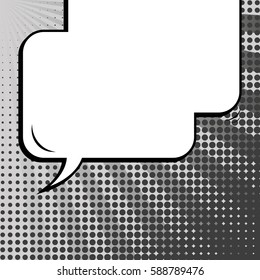 Abstract creative concept vector comic pop art style blank, layout template with clouds beams and isolated dots background. For sale banner, empty speech bubble set, illustration halftone book design