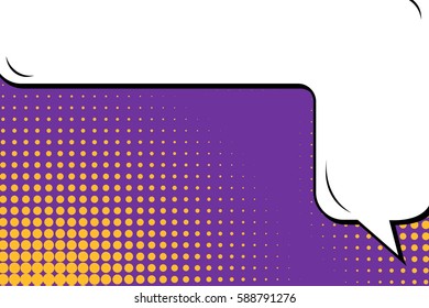 Abstract creative concept vector comic pop art style blank, layout template with clouds beams and isolated dots background. For sale banner, empty speech bubble set, illustration halftone book design