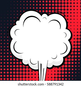 Abstract creative concept vector comic pop art style blank, layout template with clouds beams and isolated dots background. For sale banner, empty speech bubble set, illustration halftone book design