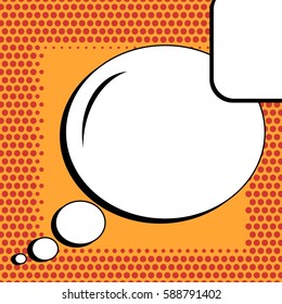 Abstract creative concept vector comic pop art style blank, layout template with clouds beams and isolated dots background. For sale banner, empty speech bubble set, illustration halftone book design