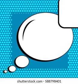 Abstract creative concept vector comic pop art style blank, layout template with clouds beams and isolated dots background. For sale banner, empty speech bubble set, illustration halftone book design