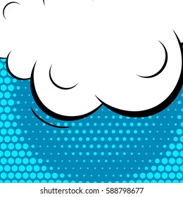 Abstract creative concept vector comic pop art style blank, layout template with clouds beams and isolated dots background. For sale banner, empty speech bubble set, illustration halftone book design