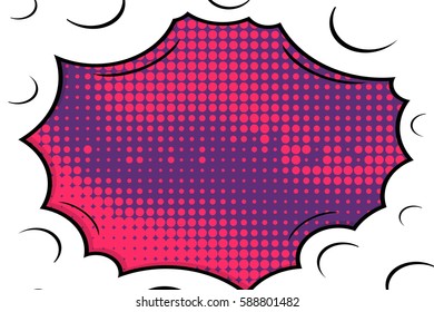 Abstract creative concept vector comic pop art style blank, layout template with clouds beams and isolated dots background. For sale banner, empty speech bubble set, illustration halftone book design