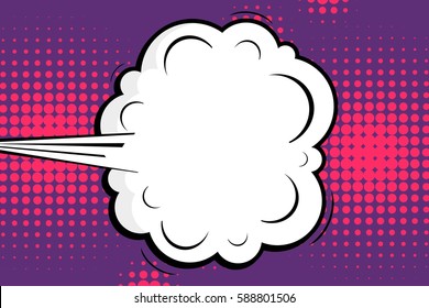 Abstract creative concept vector comic pop art style blank, layout template with clouds beams and isolated dots background. For sale banner, empty speech bubble set, illustration halftone book design