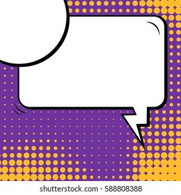 Abstract creative concept vector comic pop art style blank, layout template with clouds beams and isolated dots background. For sale banner, empty speech bubble set, illustration halftone book design