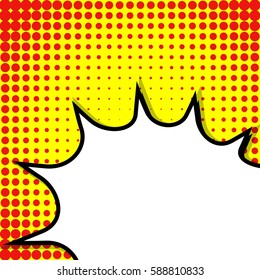 Abstract creative concept vector comic pop art style blank, layout template with clouds beams and isolated dots background. For sale banner, empty speech bubble set, illustration halftone book design