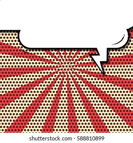 Abstract creative concept vector comic pop art style blank, layout template with clouds beams and isolated dots background. For sale banner, empty speech bubble set, illustration halftone book design