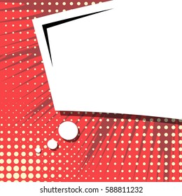 Abstract creative concept vector comic pop art style blank, layout template with clouds beams and isolated dots background. For sale banner, empty speech bubble set, illustration halftone book design