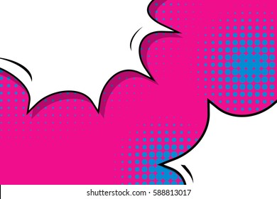Abstract creative concept vector comic pop art style blank, layout template with clouds beams and isolated dots background. For sale banner, empty speech bubble set, illustration halftone book design