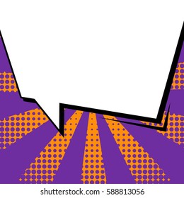 Abstract creative concept vector comic pop art style blank, layout template with clouds beams and isolated dots background. For sale banner, empty speech bubble set, illustration halftone book design