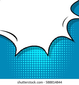 Abstract creative concept vector comic pop art style blank, layout template with clouds beams and isolated dots background. For sale banner, empty speech bubble set, illustration halftone book design