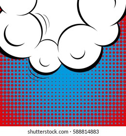 Abstract creative concept vector comic pop art style blank, layout template with clouds beams and isolated dots background. For sale banner, empty speech bubble set, illustration halftone book design
