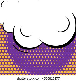 Abstract creative concept vector comic pop art style blank, layout template with clouds beams and isolated dots background. For sale banner, empty speech bubble set, illustration halftone book design