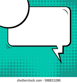 Abstract creative concept vector comic pop art style blank, layout template with clouds beams and isolated dots background. For sale banner, empty speech bubble set, illustration halftone book design