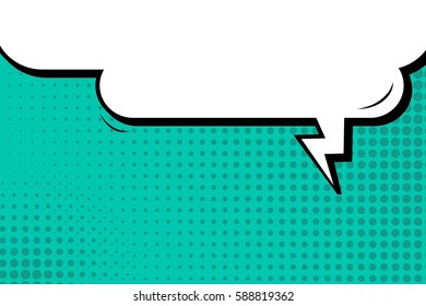 Abstract creative concept vector comic pop art style blank, layout template with clouds beams and isolated dots background. For sale banner, empty speech bubble set, illustration halftone book design
