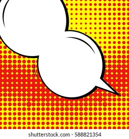 Abstract creative concept vector comic pop art style blank, layout template with clouds beams and isolated dots background. For sale banner, empty speech bubble set, illustration halftone book design