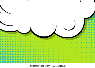 Abstract creative concept vector comic pop art style blank, layout template with clouds beams and isolated dots background. For sale banner, empty speech bubble set, illustration halftone book design