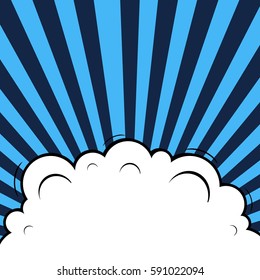 Abstract creative concept vector comic pop art style blank, layout template with clouds beams and isolated dots background. For sale banner, empty speech bubble set, illustration halftone book design