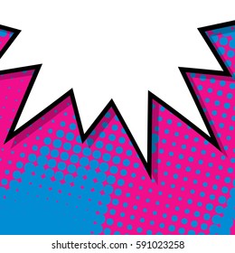 Abstract creative concept vector comic pop art style blank, layout template with clouds beams and isolated dots background. For sale banner, empty speech bubble set, illustration halftone book design