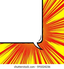 Abstract creative concept vector comic pop art style blank, layout template with clouds beams and isolated dots background. For sale banner, empty speech bubble set, illustration halftone book design