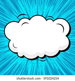 Abstract creative concept vector comic pop art style blank, layout template with clouds beams and isolated dots background. For sale banner, empty speech bubble set, illustration halftone book design